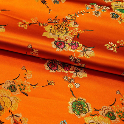 Floral Brocade Fabric: Turquoise Cheongsam Qipao Sewing Material (45"W)