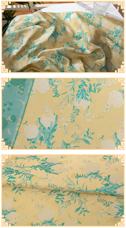 Tissu brocart jacquard à motifs floraux : 150 cm de large, rayonne, matériau de couture