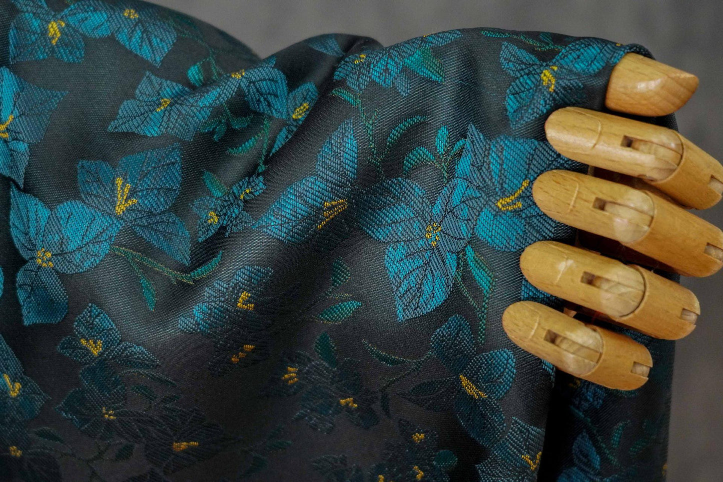 Vintage Style Coffee Brown Embossed Abstract Floral Jacquard Fabric by the Yard, 58"wide