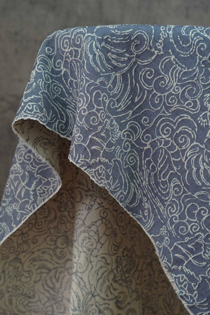 Jacquard Denim Fabric: 3D Reverse Design, Upholstery Sewing Material, 52"