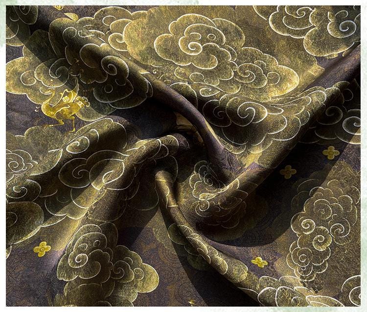 Butterfly Jacquard Silk Fabric ��� Yun Pattern Xiangyun Rayon Ble"W