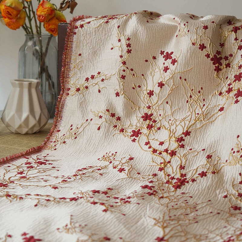 Gold Thread Jacquard Fabric: 3D Oil Painting Texture, 55" Wide