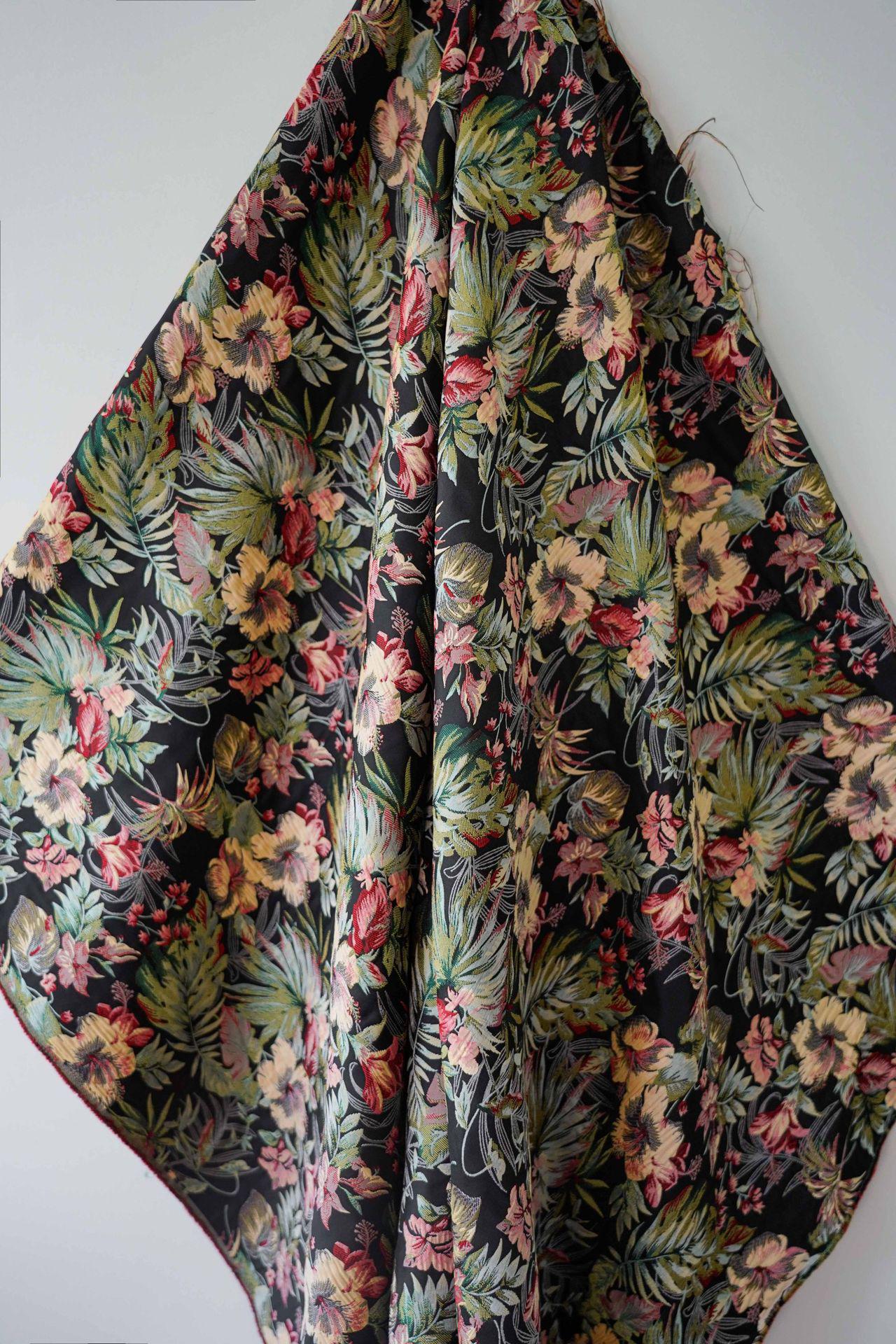 Floral Jacquard Fabric: Gold Thread Embroidered Upholstery, 62"W