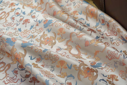 Dragon Flower Jacquard Fabric: Retro Woven Upholstery, 65" Wide