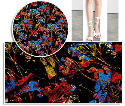 Gold Thread Floral Jacquard Fabric: 3D Texture Upholstery, Prom Dress, Sewing (57" W)