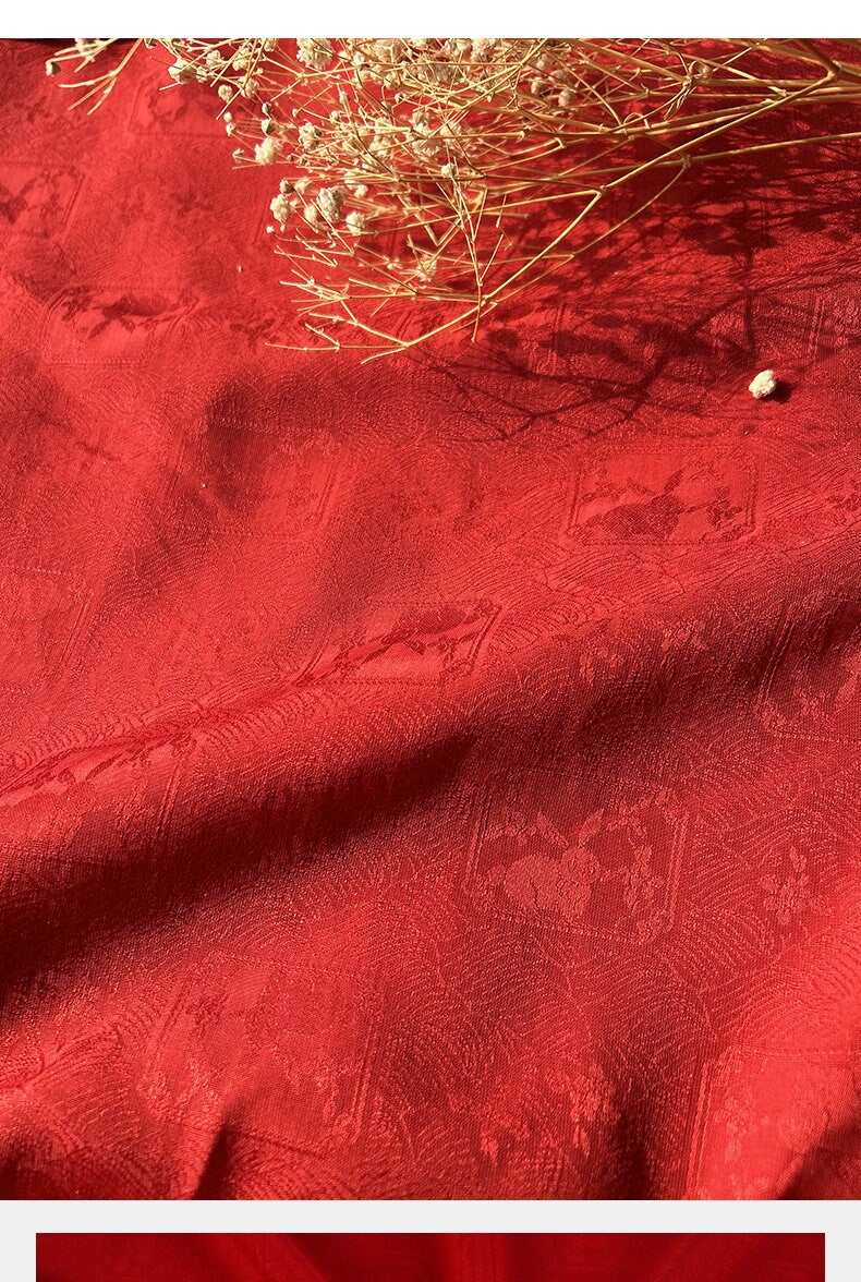 Rabbit Jacquard Silk Satin Fabric: Retro Chinese Pattern Upholstery, Sewing, Qipao