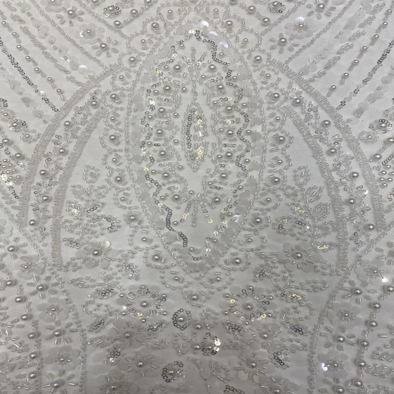 Beaded Sequin Lace Fabric: Floral Appliqu�� Bridal Wedding Dress