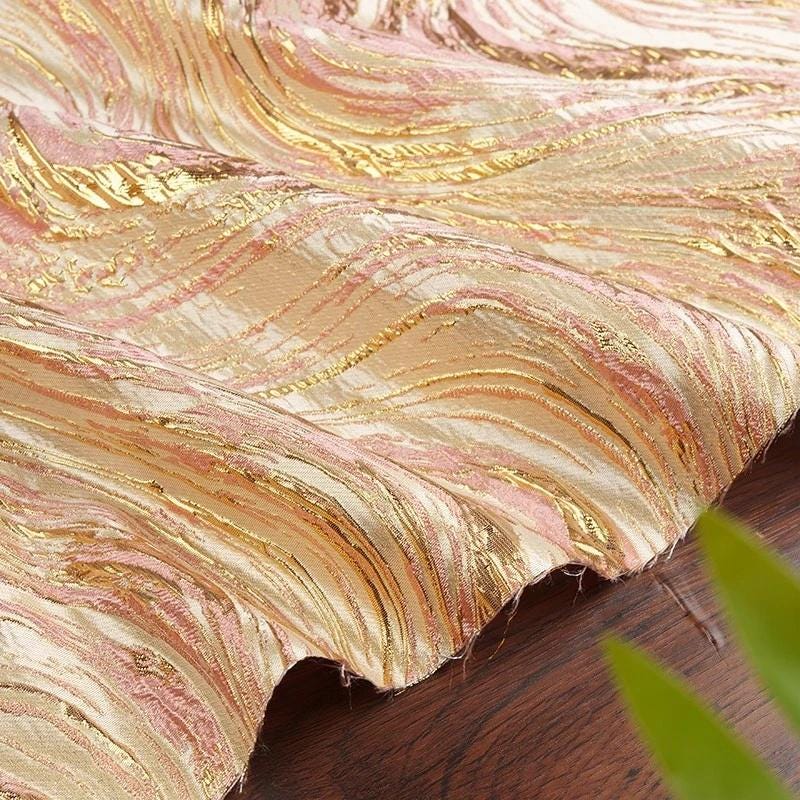 Gold Thread Jacquard Fabric: Universe Galaxy Design, 56" Wide