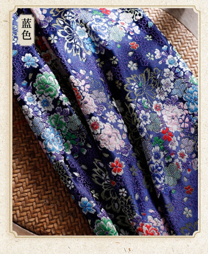 Tissu brocart jacquard à motif de fleurs de cerisier : soie et rayonne pour kimono (largeur 29,5")
