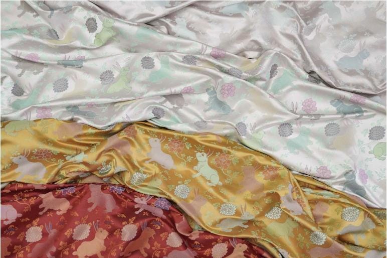Rabbit Brocade Fabric: 59"W Chinese Cheongsam, Tibetan Robe Sewing