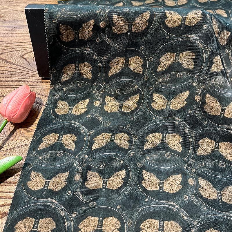 Elegant Vintage Butterfly Rayon Jacquard Cloud Brocade Fabric, 59" Wide