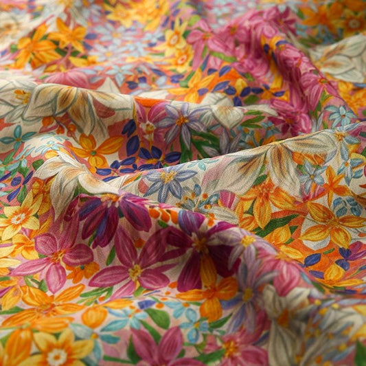 Botanical Tencel Linen Fabric: Floral Print, Eco-Friendly (59")