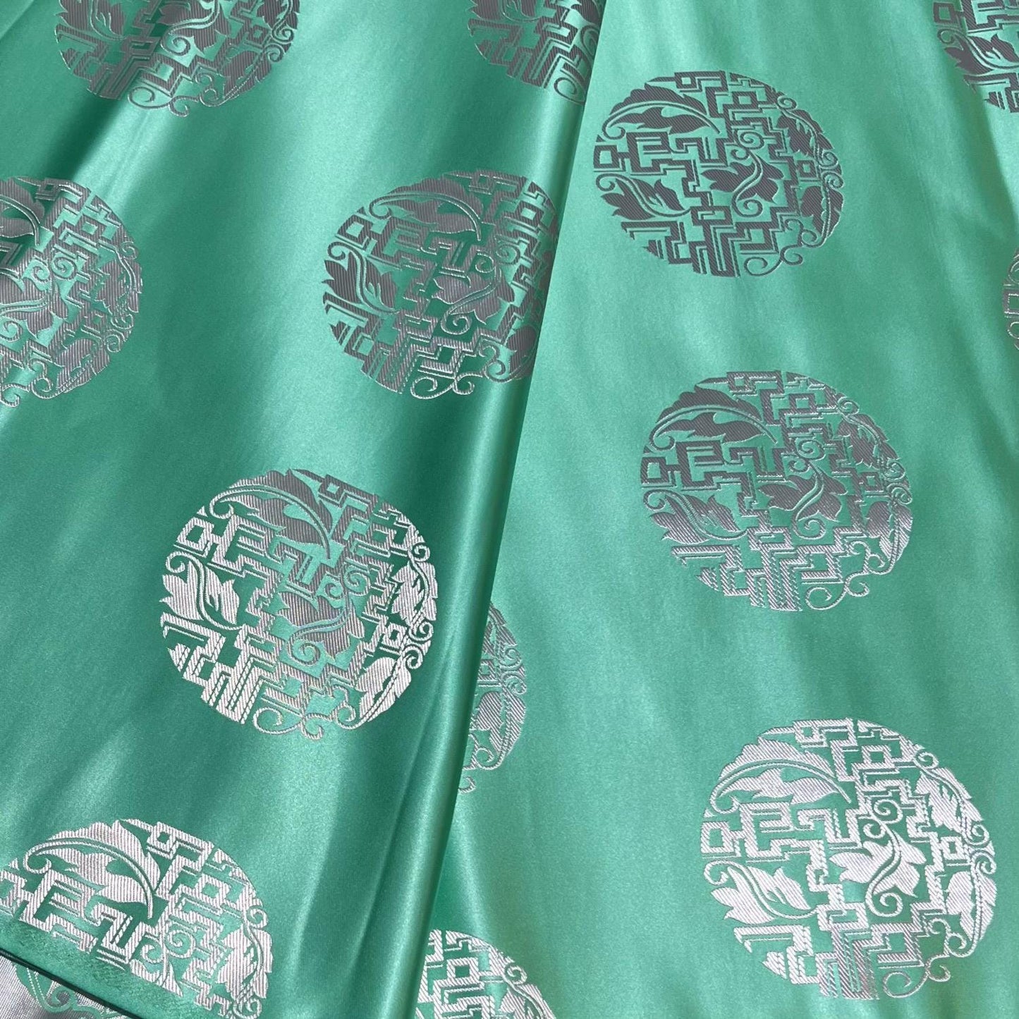 Silk Brocade Fabric: Mongolian Tibetan Style, 58" Wide - Costume, Decor