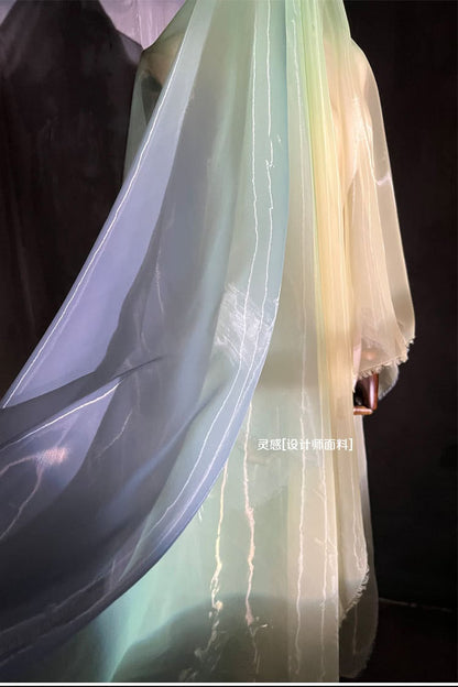 Gradient Organza Fabric: Emerald Green Wedding Mesh, 56"W