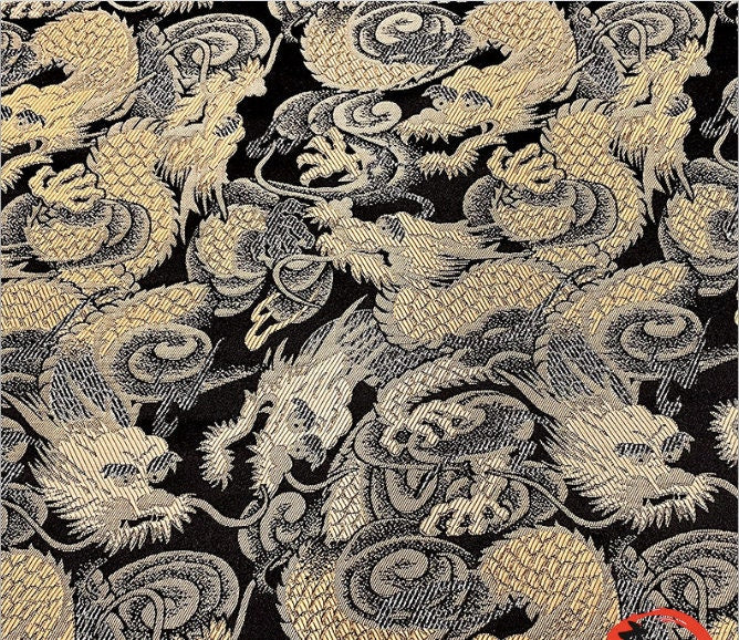 Dragon Kinran Brocade Fabric: Japanese Jacquard Satin (By The Meter)