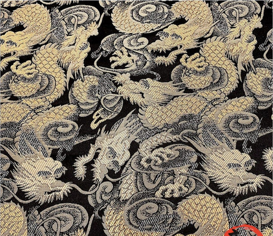 Dragon Kinran Brocade Fabric: Japanese Jacquard Satin (By The Meter)