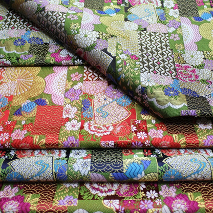 Nishijin Floral Jacquard Brocade Fabric: Japanese Silk Rayon Blend