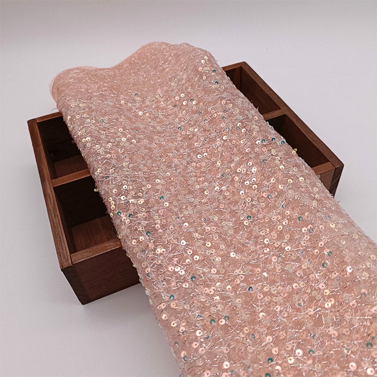 Iridescent Sequin Fabric: Multicolor 3D Embroidery, 49" Wide, By The Yard