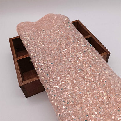 Iridescent Sequin Fabric: Multicolor 3D Embroidery, 49" Wide, By The Yard