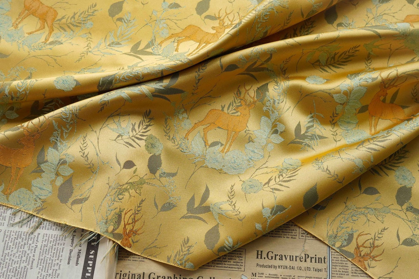 Deer Print Rayon Jacquard Fabric: 59" Wide, Upholstery & Costume