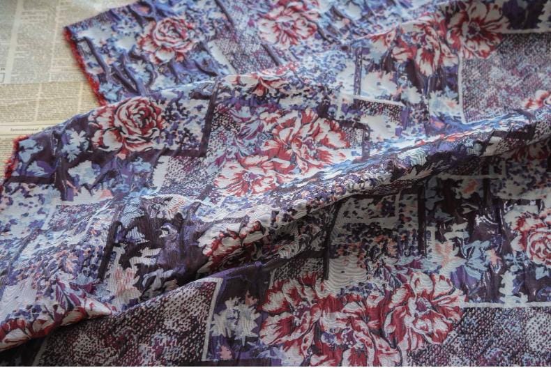 Floral Gold Thread Jacquard Fabric: 55"W Designer Upholstery