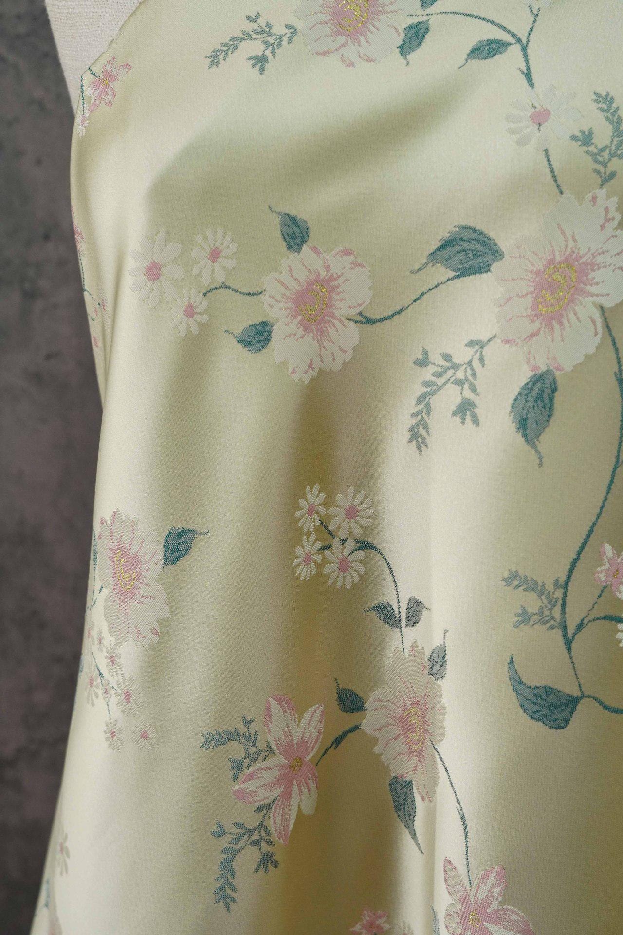 Floral Gold Thread Brocade Fabric - Luxury Jacquard Material, 58" Wide