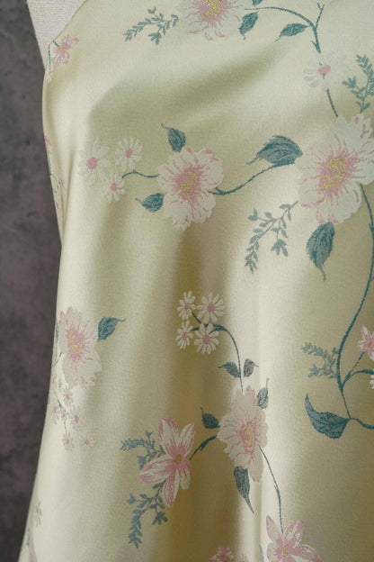 Floral Gold Thread Brocade Fabric - Luxury Jacquard Material, 58" Wide