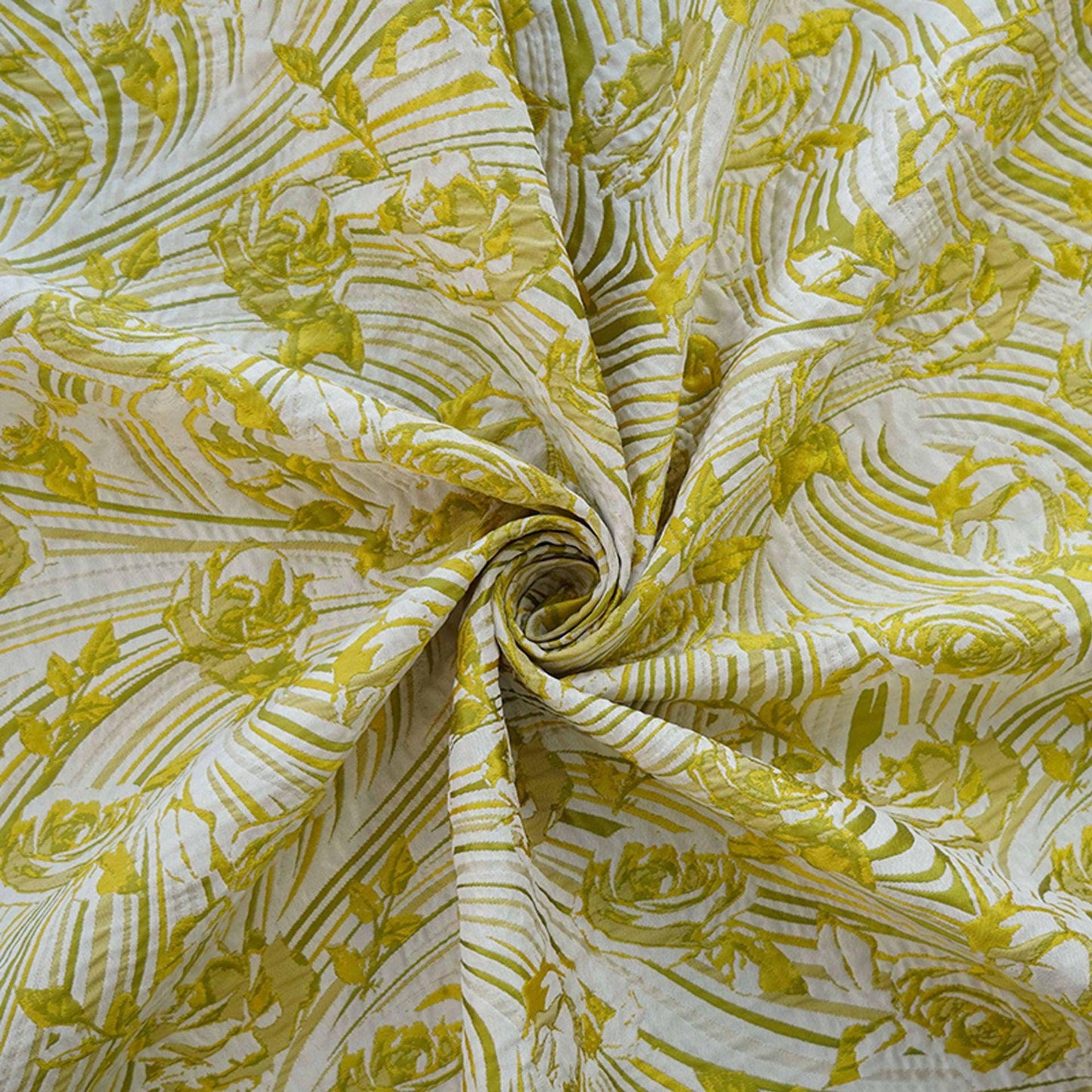Floral Jacquard Fabric: 55"W Polyester Rayon Upholstery - By The Meter