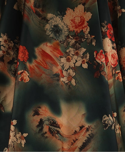 Floral Gambiered Canton Gauze Fabric: 59"W Chinese Satin