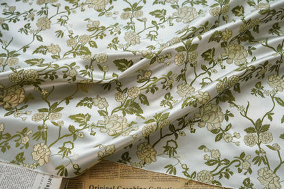 Floral Brocade Fabric: Light Green Jacquard, Cheongsam Qipao, 65" Wide