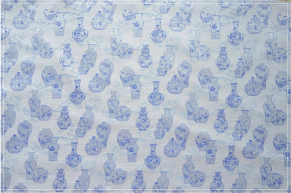Floral Vase Jacquard Brocade Fabric: Traditional Chinese Style (65" Wide)