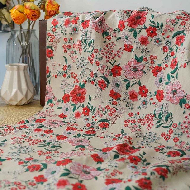 French Floral Jacquard Fabric: Upholstery & Costume Sewing, 55" Wide