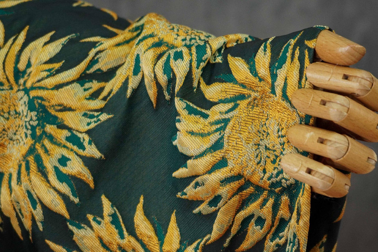 3D Embossed Sunflower Jacquard Fabric ��� Textured Woven Upholstery & Decorative Materi"Wide