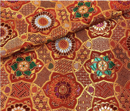 Auspicious Baoxiang Flower Brocade Fabric: Tibetan Robes, Shrines (29.5"W)