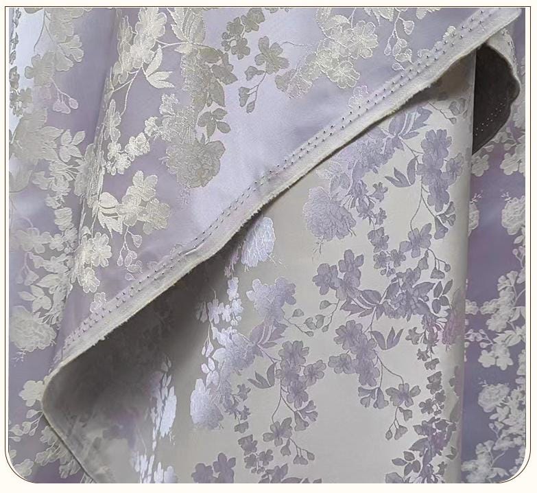 Lilac Floral Brocade Fabric ��� Vintage Jacqua" Wide