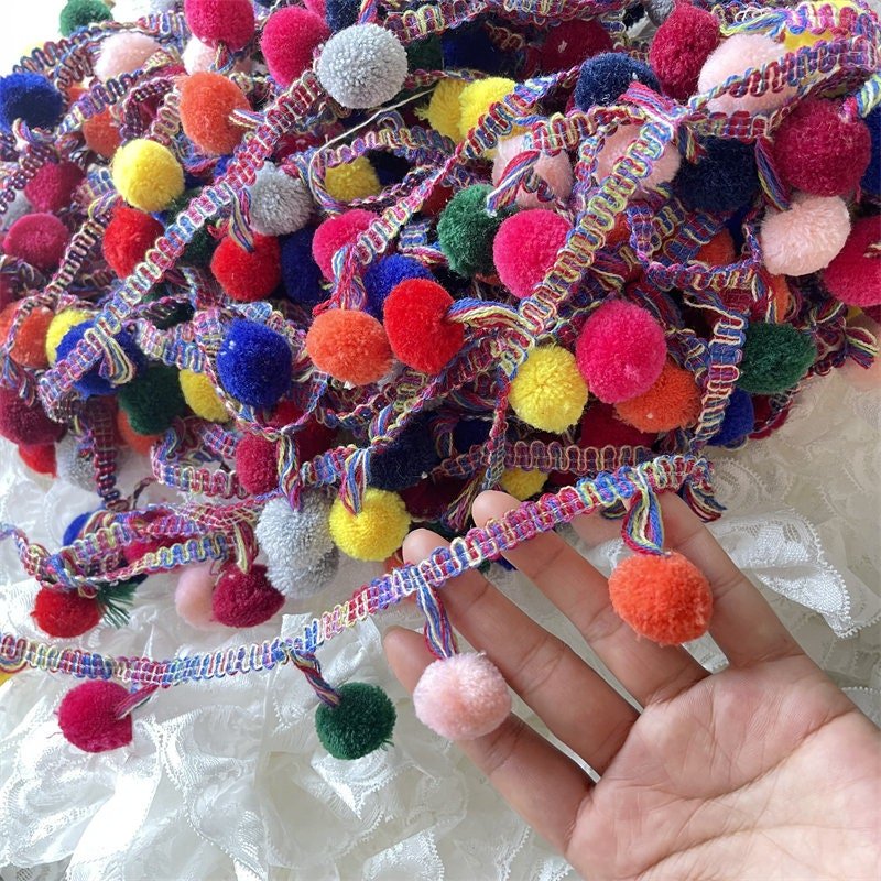 Colorful Pom Pom Trim: Shabby Chic Tassel Lace, DIY Decor - Poppylollipop