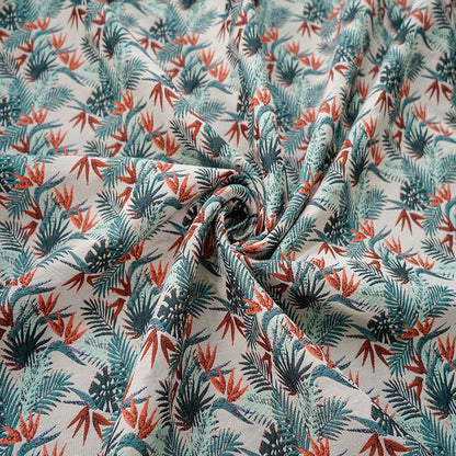 Red and Green Bamboo Fabric: Retro Upholstery, Costume, Decor