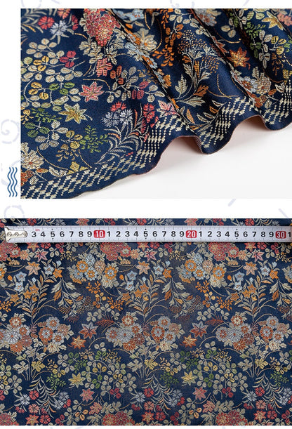 Japanese Silk Brocade Fabric: Daisy Floral Design, Wedding Fabric By The Meter