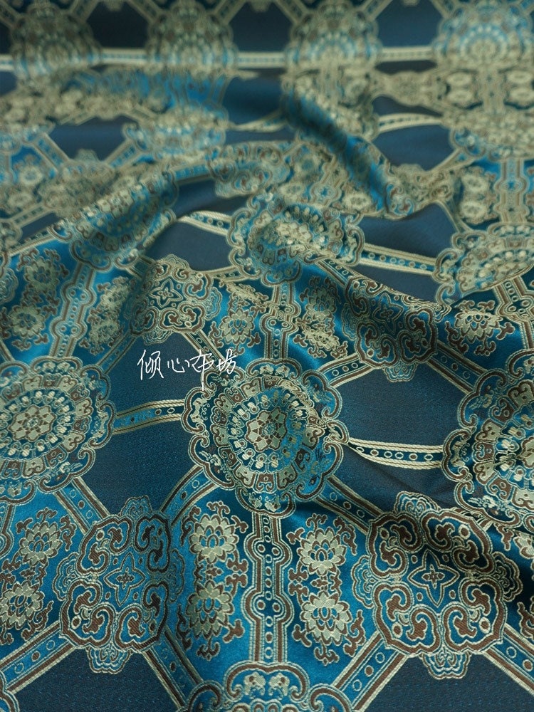 Auspicious Baoxiang Flower Brocade Fabric: Tibetan Robes & Shrines (29.5"W)