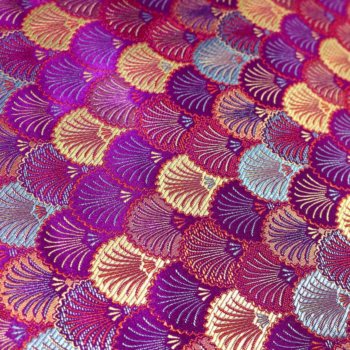 Japanese Shell Kinran Fabric: Rayon Jacquard Brocade (29.5"W)