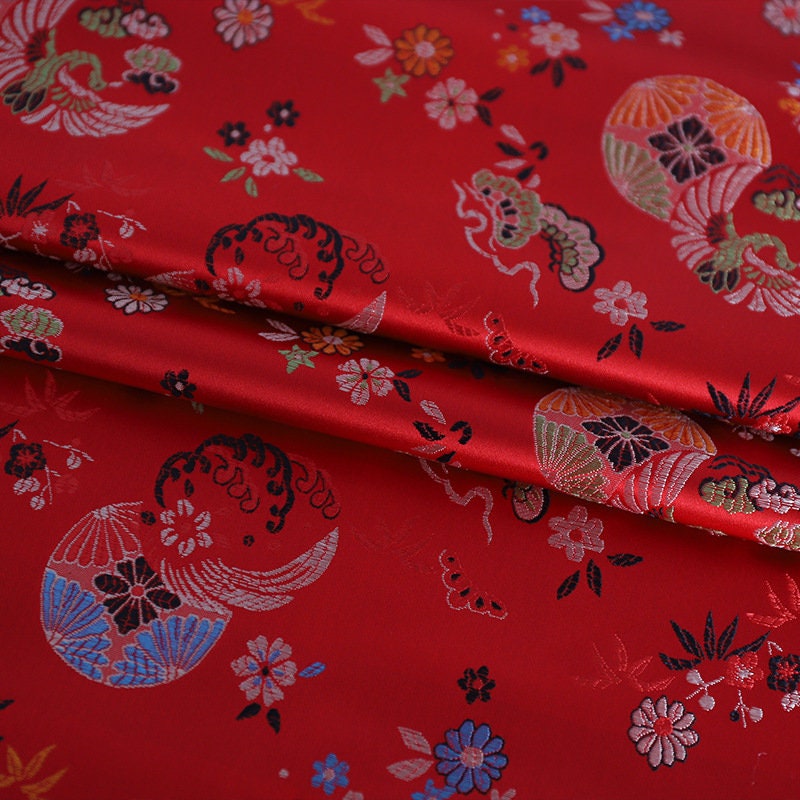 Floral Jacquard Brocade Fabric: Chinese Mongolian Style Rayon (29.5" Wide)