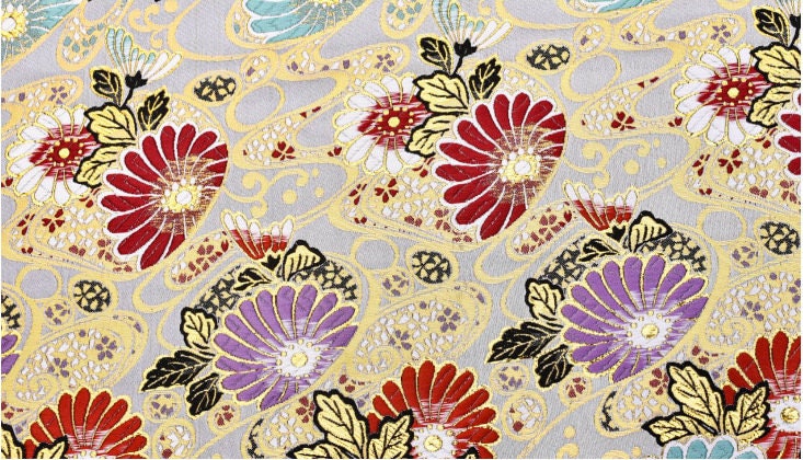 Japanese Floral Brocade Fabric: Modern Fans, Quilting & Upholstery