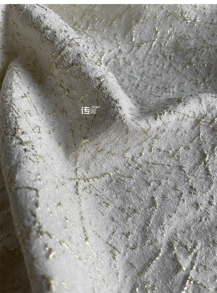 Gold Thread Jacquard Fabric: 3D Oil Painting Texture, 53" Wide