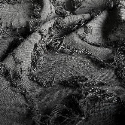 Black Jacquard Tassel Fabric: Cotton Linen Blend, 57" Wide