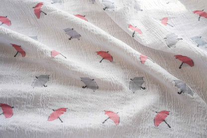 White Pleated Umbrella Fabric: Textured Rayon Blend, 59" Wide