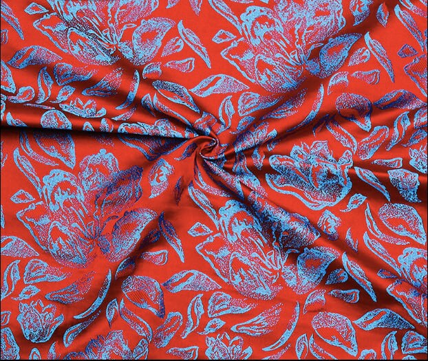 Floral Jacquard Brocade Fabric: Chinese Traditional Rose Petal Sewing Fabric