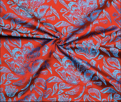 Floral Jacquard Brocade Fabric: Chinese Traditional Rose Petal Sewing Fabric