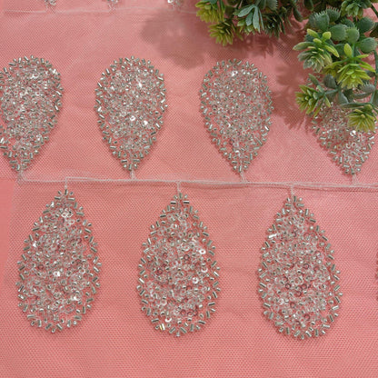 Appliques en dentelle à fleurs pailletées : accessoires de coiffure et de robe de mariée à faire soi-même (2 paires)