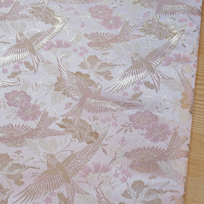 Tissu jacquard à motif d'oiseaux : 140 cm de large, polyester, matériau de couture