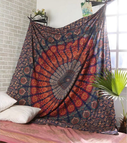 Mandala Tapestry: Bohemian Wall Hanging, Sofa Throw (140x200cm)